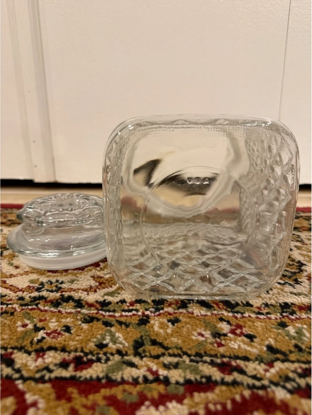 Vintage Clear Glass Storage Jar with Lid